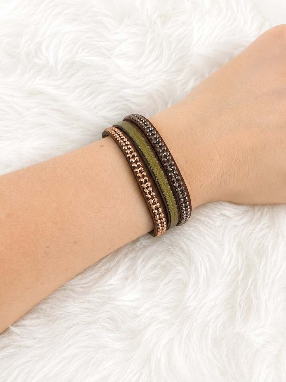 Paparazzi 'I Mean Business' Multi-Strand Leather Snap Wrap Bracelet